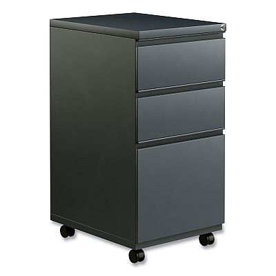 Alera File Pedestal with Full-Length Pull, Left or Right, 3-Drawers: Box/Box/File, Legal/Letter, Charcoal, 14.96" x 19.29" x 27.75" (ALEPBBBFCH)