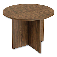Alera Valencia Round Conference Table with Legs, 42" Diameter x 29.5h, Modern Walnut (ALEVA7142WA)