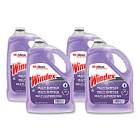 Windex Non-Ammoniated Glass/Multi Surface Cleaner, Pleasant Scent, 128 oz Bottle, 4/CT (SJN697262)
