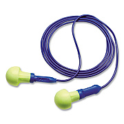 3M E-A-R Push-Ins Single-Use Earplugs, Metal Detectable, Corded, 28 dB NRR, Blue/Yellow, 200 Pairs (MMM3183000)