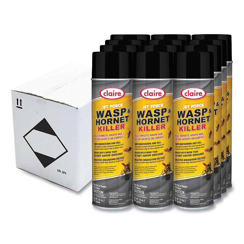 Claire Jet Force Wasp & Hornet Killer, 14 oz Aerosol Spray, 12/Carton (CGC005)