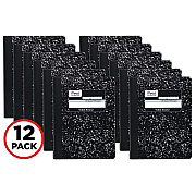 Mead Square Deal Composition Book, 3-Subject, Wide/Legal Rule, Black Cover, (100) 9.75 x 7.5 Sheets, 12/Pack (MEA72936)