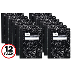 Mead Square Deal Composition Book, 3-Subject, Wide/Legal Rule, Black Cover, (100) 9.75 x 7.5 Sheets, 12/Pack (MEA72936)