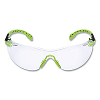 3M Solus 1000-Series Safety Glasses, Black/Green Plastic Frame, Clear Polycarbonate Lens (MMMS1201SGAF)