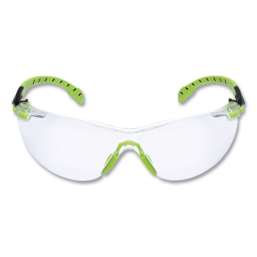 3M Solus 1000-Series Safety Glasses, Black/Green Plastic Frame, Clear Polycarbonate Lens (MMMS1201SGAF)