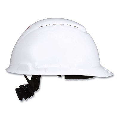 3M SecureFit H-Series Hard Hats, H-700 Front-Brim Cap with UV Indicator, 4-Point Pressure Diffusion Ratchet Suspension, White (MMMH701SFVUV)