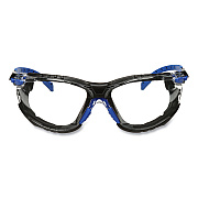 3M Solus 1000 Series Safety Glasses, Black/Blue Plastic Frame, Clear Polycarbonate Lens (MMMS1101SGAFKT)