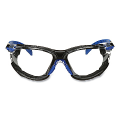 3M Solus 1000 Series Safety Glasses, Black/Blue Plastic Frame, Clear Polycarbonate Lens (MMMS1101SGAFKT)