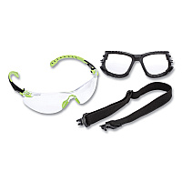 3M Solus 1000-Series Safety Glasses, Green Plastic Frame, Clear Polycarbonate Lens (MMMS1201SGAFKT)