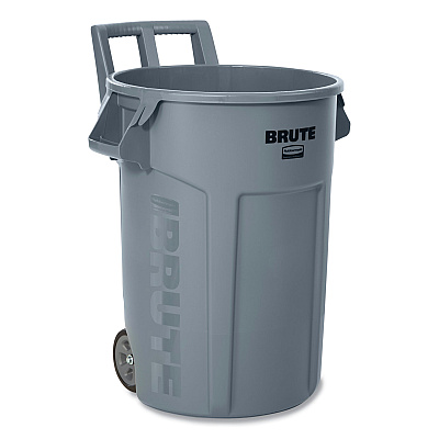 Rubbermaid Commercial Vented Wheeled BRUTE Container, 32 gal, Plastic, Gray (RCP2179403)
