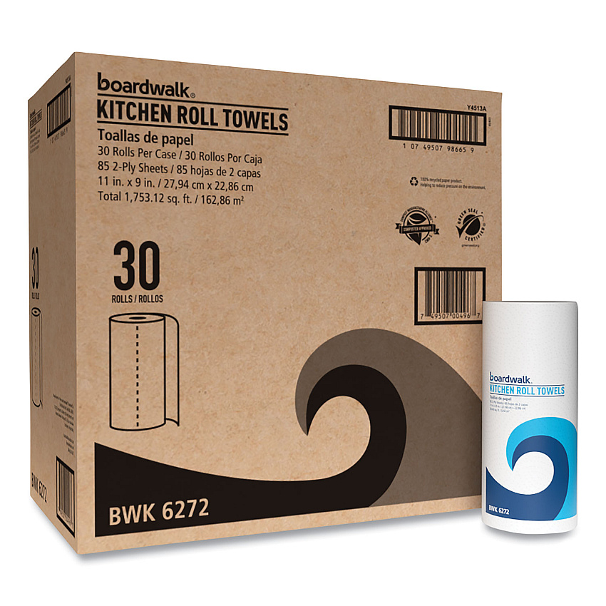 Boardwalk Kitchen Roll Towel, 2-Ply, 11 x 9, White, 85 Sheets/Roll, 30 Rolls/Carton (BWK6272)
