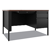 Hirsh Industries Teachers Pedestal Desks, One Right-Hand Pedestal: Box/File Drawers, 48" x 30" x 29.5", Walnut/Black (HID22652)
