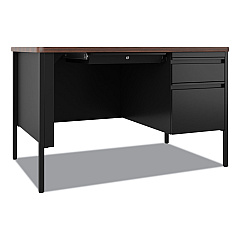 Hirsh Industries Teachers Pedestal Desks, One Right-Hand Pedestal: Box/File Drawers, 48" x 30" x 29.5", Walnut/Black (HID22652)
