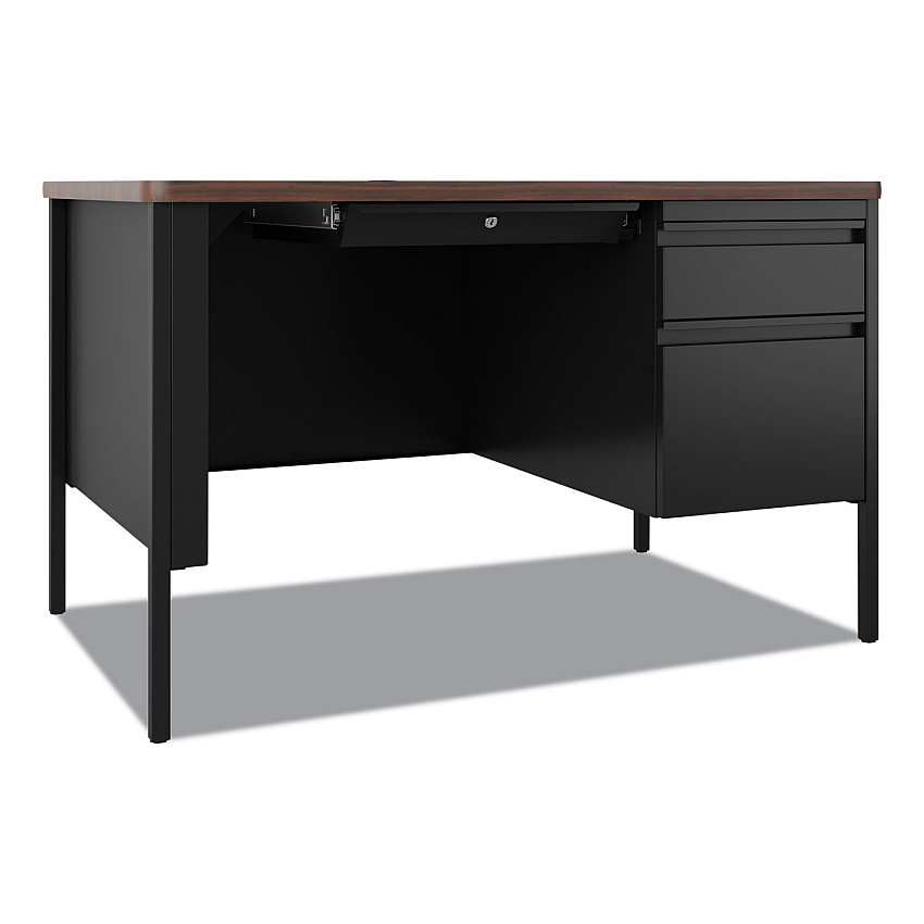 Hirsh Industries Teachers Pedestal Desks, One Right-Hand Pedestal: Box/File Drawers, 48" x 30" x 29.5", Walnut/Black (HID22652)