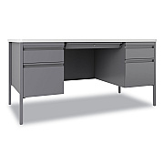 Hirsh Industries Teachers Pedestal Desks, Left and Right-Hand Pedestals: Box/File Drawer Format, 60" x 30" x 29.5", White/Platinum (HID22655)