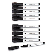 U Brands Medium Point Low-Odor Dry-Erase Markers with Erasers, Medium Bullet Tip, Black, Dozen (UBR2922U0012)