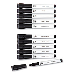 U Brands Medium Point Low-Odor Dry-Erase Markers with Erasers, Medium Bullet Tip, Black, Dozen (UBR2922U0012)