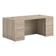HON 10500 Series Double Full-Height Pedestal Desk, Left: Box/Box/File, Right: File/File, 72" x 36" x 29.5", Kingswood Walnut (HON105890LKI1)