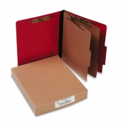 ACCO ColorLife PRESSTEX Classification Folders, 3" Expansion, 2 Dividers, 6 Fasteners, Letter Size, Executive Red Exterior, 10/Box (15669)