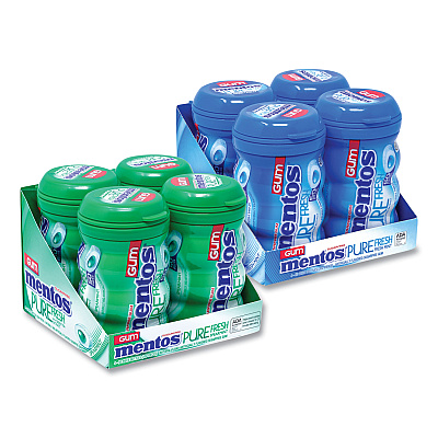 Mentos Pure Fresh Gum Variety Pack, Fresh Mint/Spearmint, 50 Pieces/Bottle, 8 Bottles/Carton (GRR60000727)