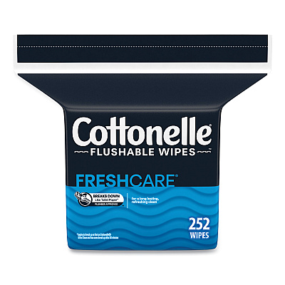 Cottonelle Flushable Wet Wipes, Zip Pack Refill, White, 5 x 7.25, 252/Pack (KCC43541)