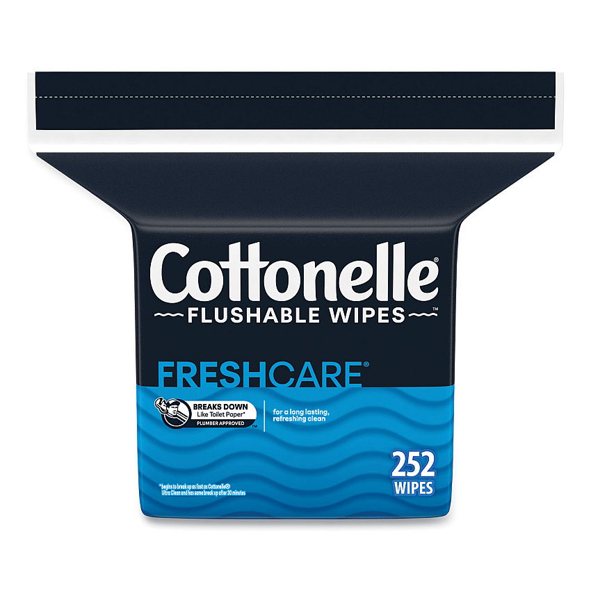 Cottonelle Flushable Wet Wipes, Zip Pack Refill, White, 5 x 7.25, 252/Pack (KCC43541)
