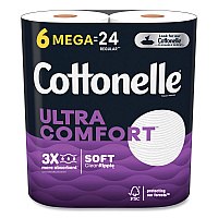Cottonelle Ultra ComfortCare Toilet Paper, Soft Tissue, Mega Rolls, Septic Safe, 2-Ply, White, 284/Roll, 6 Rolls/Pack, 36 Rolls/Carton (KCC55707)