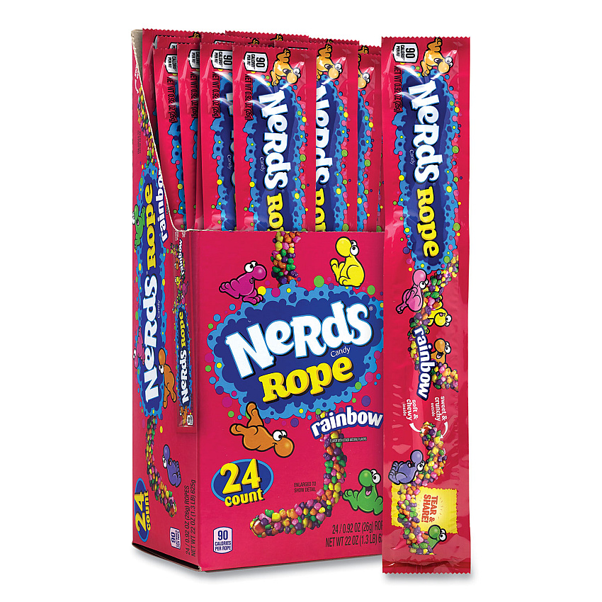 Nestl Nerds Rope Candy, Fruity, 0.92 oz Individually Wrapped, 24/Carton (GRR22002136)
