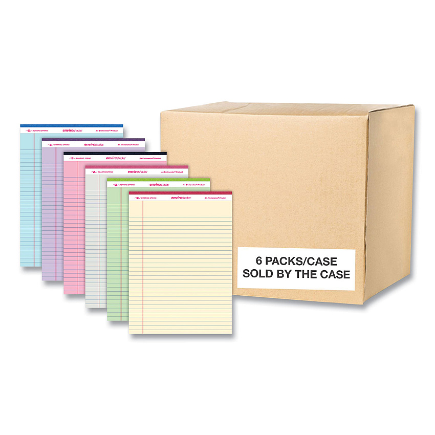 Roaring Spring Enviroshades Legal Notepads, 50 Assorted 8.5 x 11.75 Sheets, 36 Notepads/Carton (ROA74221CS)