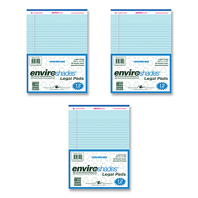 Roaring Spring Enviroshades Legal Notepads, 50 Blue 8.5 x 11.75 Sheets, 72 Notepads/Carton (ROA74120CS)