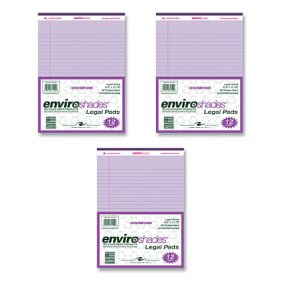 Roaring Spring Enviroshades Legal Notepads, 50 Orchid 8.5 x 11.75 Sheets, 72 Notepads/Carton (ROA74140CS)