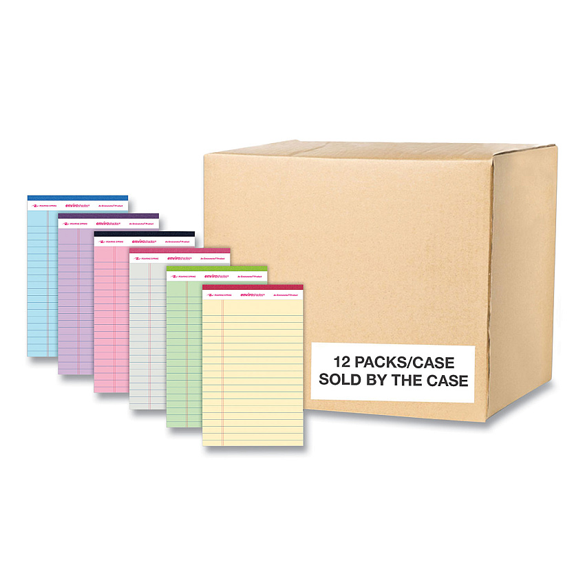 Roaring Spring Enviroshades Legal Notepads, 50 Assorted 5 x 8 Sheets, 72 Notepads/Carton (ROA74220CS)