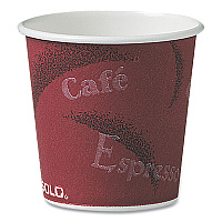 Solo Single-Sided Poly Paper Hot Cups, 4 oz, Bistro Design, 50/Pack, 20 Pack/Carton (SCC374SI)