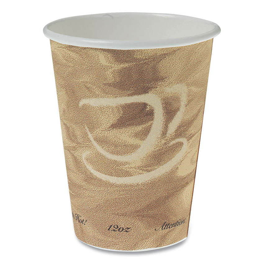 Solo Mistique Polycoated Hot Paper Cups, 12 oz, Printed, Brown, 50/Sleeve, 20 Sleeves/Carton (SCC412MSN)