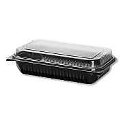 Solo Hinged-Lid Dinner Box, 64 oz, 11.5 x 8.1 x 3,  Black/Clear, Plastic, 100/Carton (SCC919017PM94)