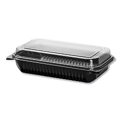 Solo Hinged-Lid Dinner Box, 64 oz, 11.5 x 8.1 x 3,  Black/Clear, Plastic, 100/Carton (SCC919017PM94)