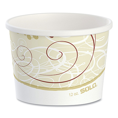 Solo Double Poly Paper Food Containers, 12 oz, 3.6 Diameter x 3.3 h, Symphony Design, 25/Pack, 20 Packs/Carton (SCCHS4125SYM)
