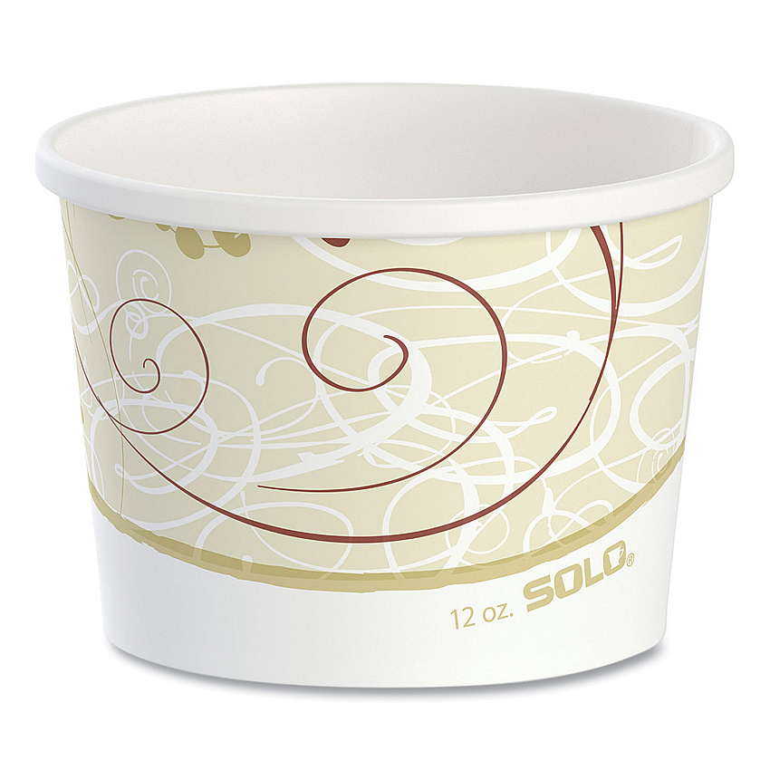 Solo Double Poly Paper Food Containers, 12 oz, 3.6 Diameter x 3.3 h, Symphony Design, 25/Pack, 20 Packs/Carton (SCCHS4125SYM)