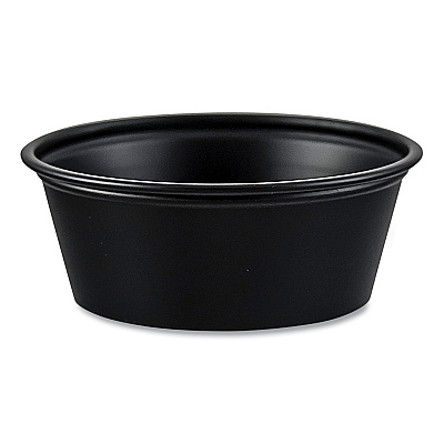 Solo Portion Containers, 1.5 oz, Black, 250/Bag, 10 Bags/Carton (SCCP150BLK)