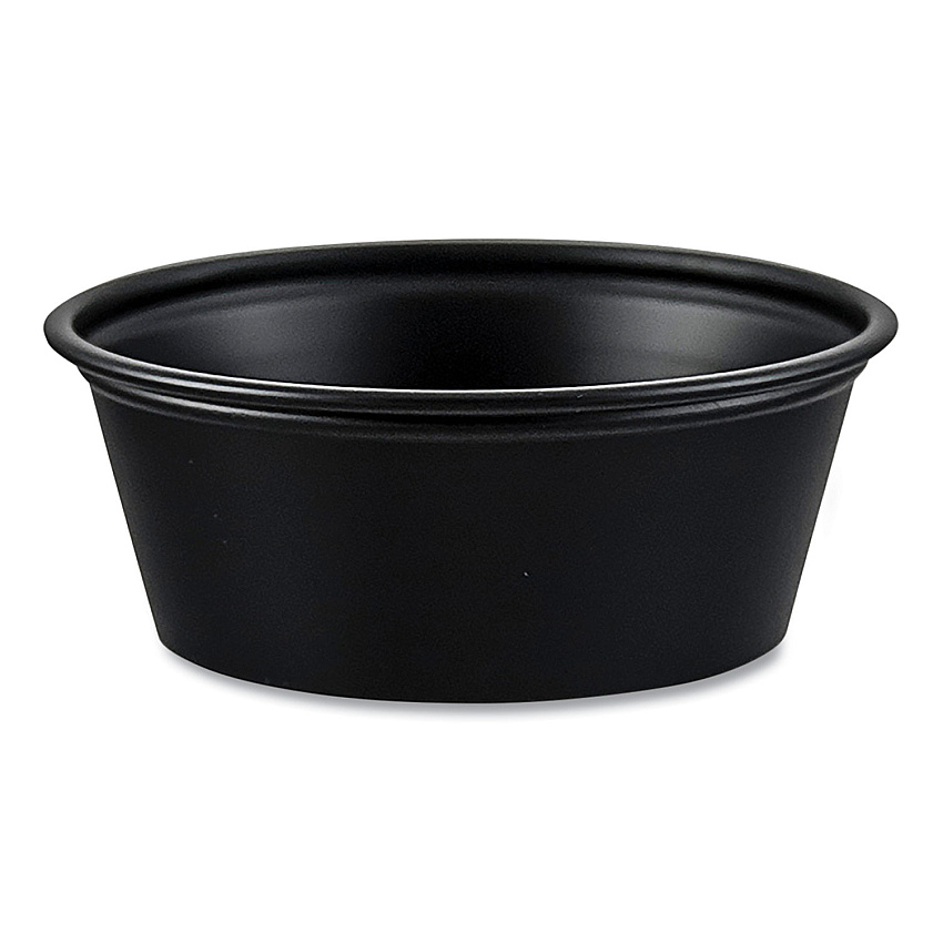 Solo Portion Containers, 1.5 oz, Black, 250/Bag, 10 Bags/Carton (SCCP150BLK)