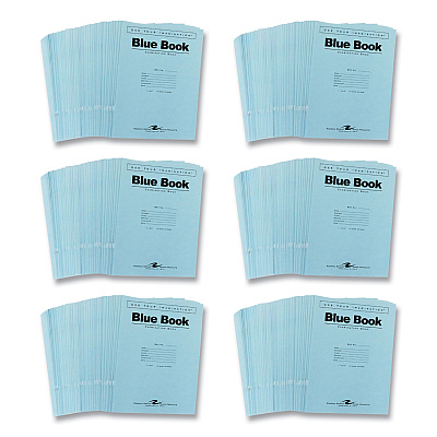 Roaring Spring Examination Blue Book, Wide/Legal Rule, Blue Cover, (12) 11 x 8.5 Sheets, 300/Carton (ROA77519CS)