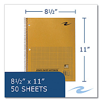 Roaring Spring Lab and Science Wirebound Notebook, Quadrille Rule (4 sq/in), Brown Cover, (50) 8.5 x 11 Sheets, 24/Carton (ROA77688CS)