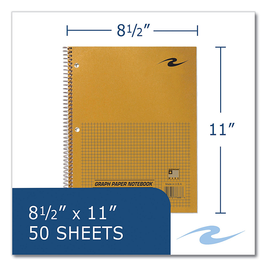 Roaring Spring Lab and Science Wirebound Notebook, Quadrille Rule (4 sq/in), Brown Cover, (50) 8.5 x 11 Sheets, 24/Carton (ROA77688CS)