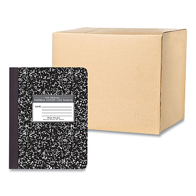 Roaring Spring Hardcover Marble Composition Book, Wide/Legal Rule, Black Marble Cover, (100) 9.75 x 7.5 Sheets, 12/Carton (ROA77231CS)