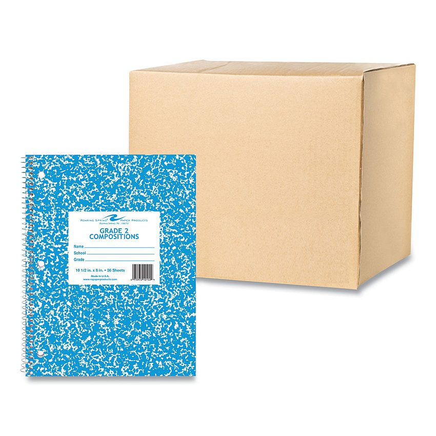 Roaring Spring Wirebound Notebook, Grade 2 Manuscript Format, Blue Marble Cover, (36) 10.5 x 8 Sheets, 48/Carton (ROA10102CS)