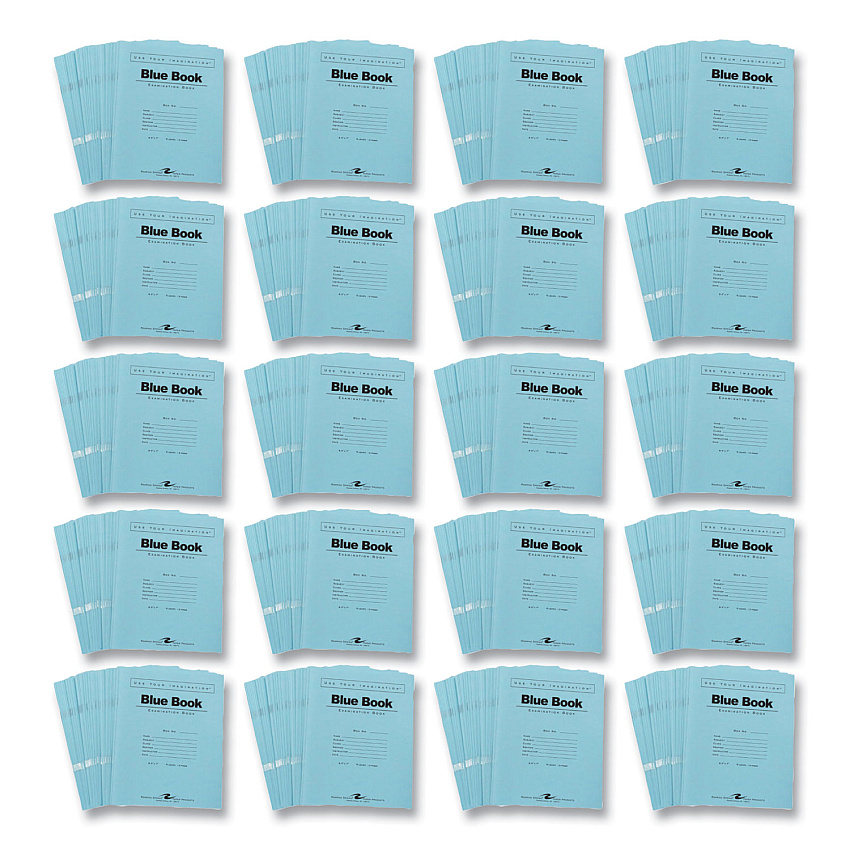 Roaring Spring Examination Blue Book, Wide/Legal Rule, Blue Cover, (6) 8.5 x 7 Sheets, 1,000/Carton (ROA77511CS)