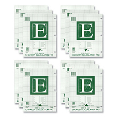 Roaring Spring Engineer Pad, (0.5" Margins), Quad Rule (5 sq/in, 1 sq/in), 200 Light Green 8.5 x 11 Sheets/Pad, 12/Carton (ROA95389CS)
