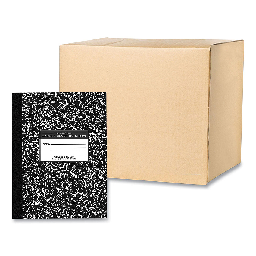 Roaring Spring Flexible Cover Composition Book, Med/College Rule, Black Marble Cover, (80) 10.25 x 7.88 Sheets, 48/Carton (ROA77481CS)