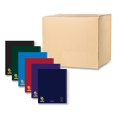 Roaring Spring Lefty Notebook, 3-Subject, Medium/College Rule, Assorted Cover Color, (120) 11 x 9 Sheet, 24/Carton (ROA13506CS)