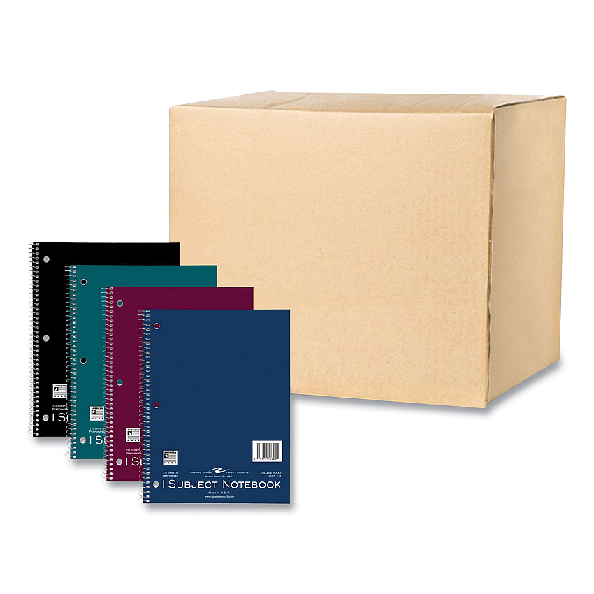 Roaring Spring Subject Wirebound Notebook, 1-Subject, Medium/College Rule, Assorted Cover, (70) 10.5 x 8 Sheets, 24/Carton (ROA10322CS)